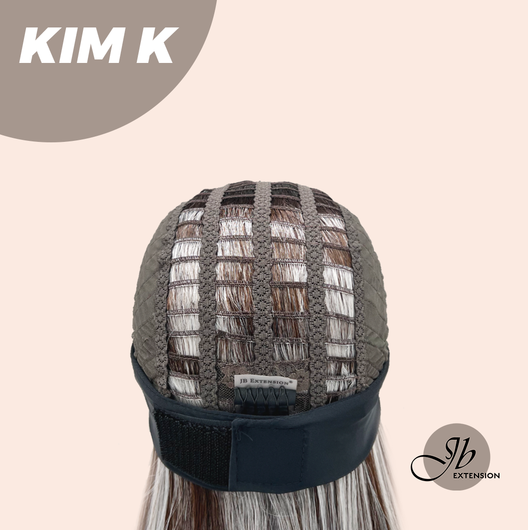JBEXTENSION 22 Inches Straight Grey Brown Silver Ombre Headband Wig KIM K