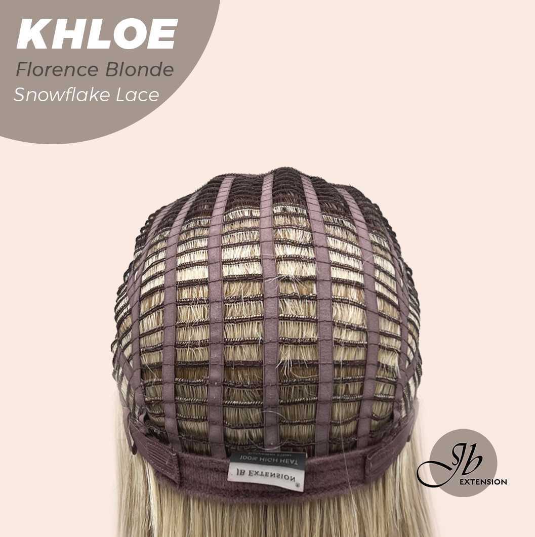 JBEXTENSION 12 Inches Bob Cut Florence Blonde Pre-Cut Snowflake Lace Frontlace Glueless Wig KHLOE FLORENCE BLONDE【PERMATEASE】【BENDY EAR TABS】- M/L