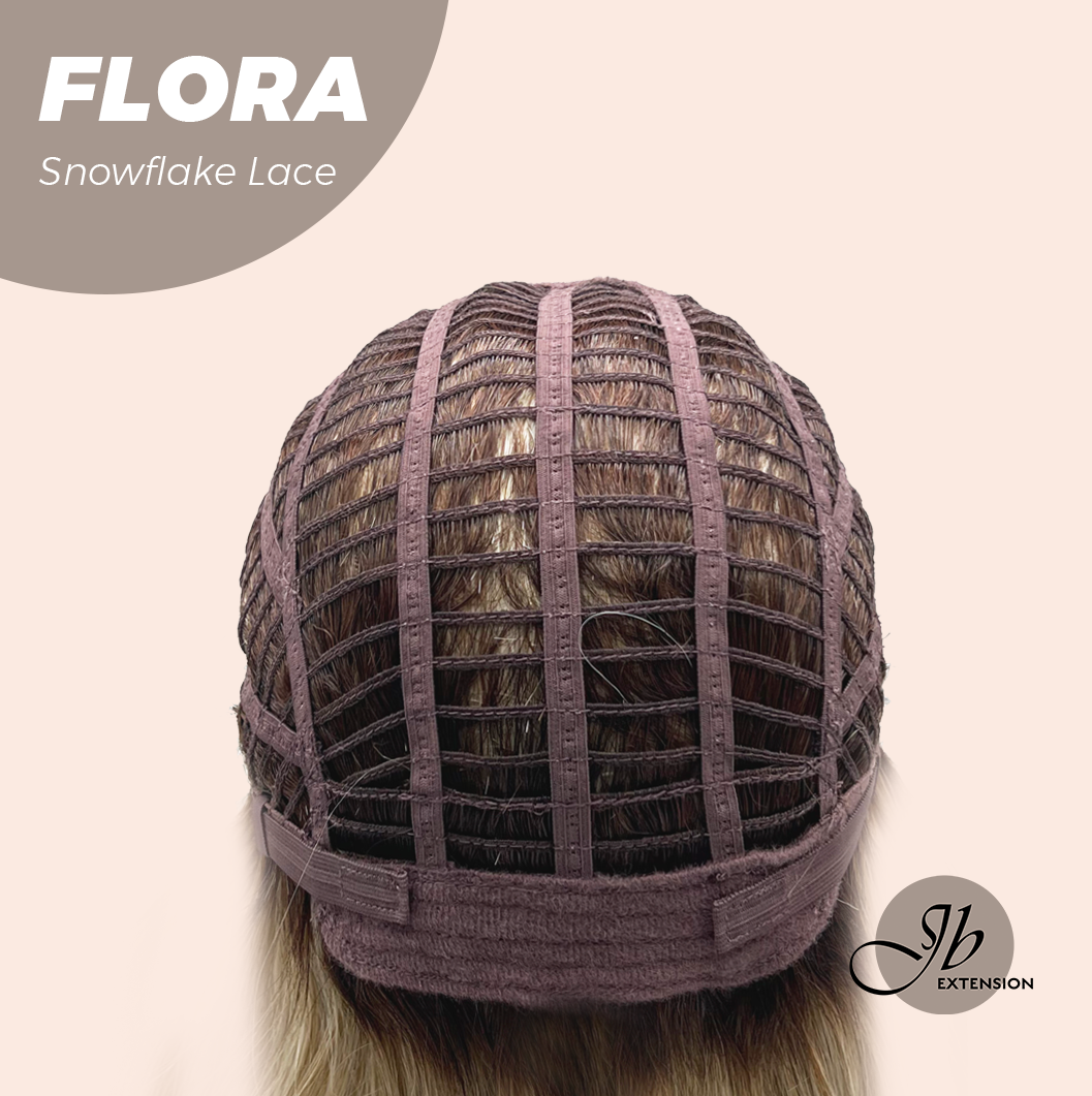 JBEXTENSION 13 Inches Mix Blonde Pre-Cut Side Part Snowflake Lace Frontlace Glueless Wig FLORA【BENDY EAR TABS】