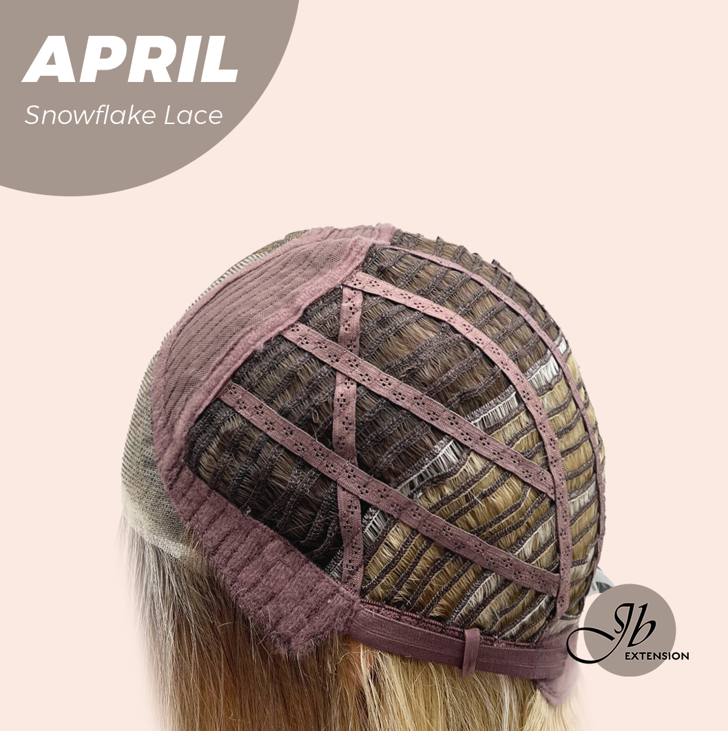 JBEXTENSION 20 Inches Mix Blonde Long Curly Pre-Cut Arc Snowflake Lace Frontlace Glueless Wig APRIL ARC【BENDY EAR TABS】