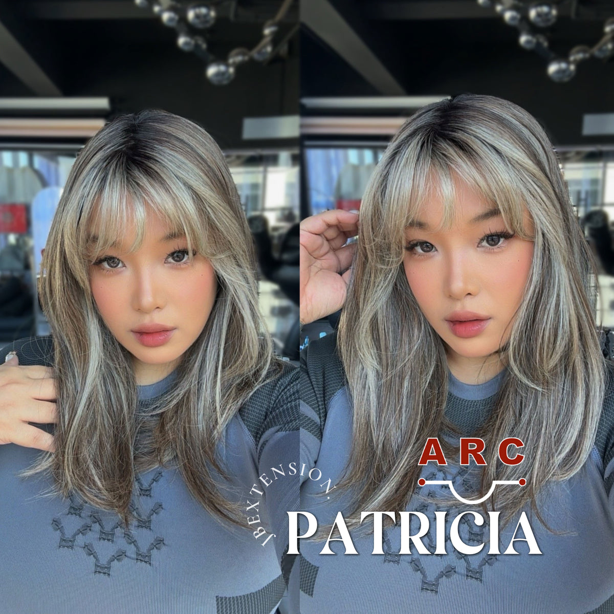 JBEXTENSION 17 Inches Dark Mix Blonde Pre-Cut Arc Snowflake Lace Frontlace Glueless Wig with Bangs PATRICIA【BENDY EAR TABS】