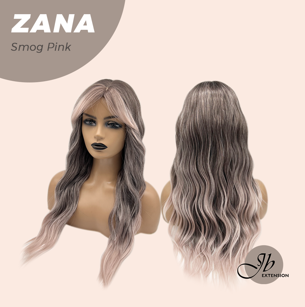 JBEXTENSION 25 Inches Long Wave Smog Pink Wig with Bangs ZANA SMOG PINK