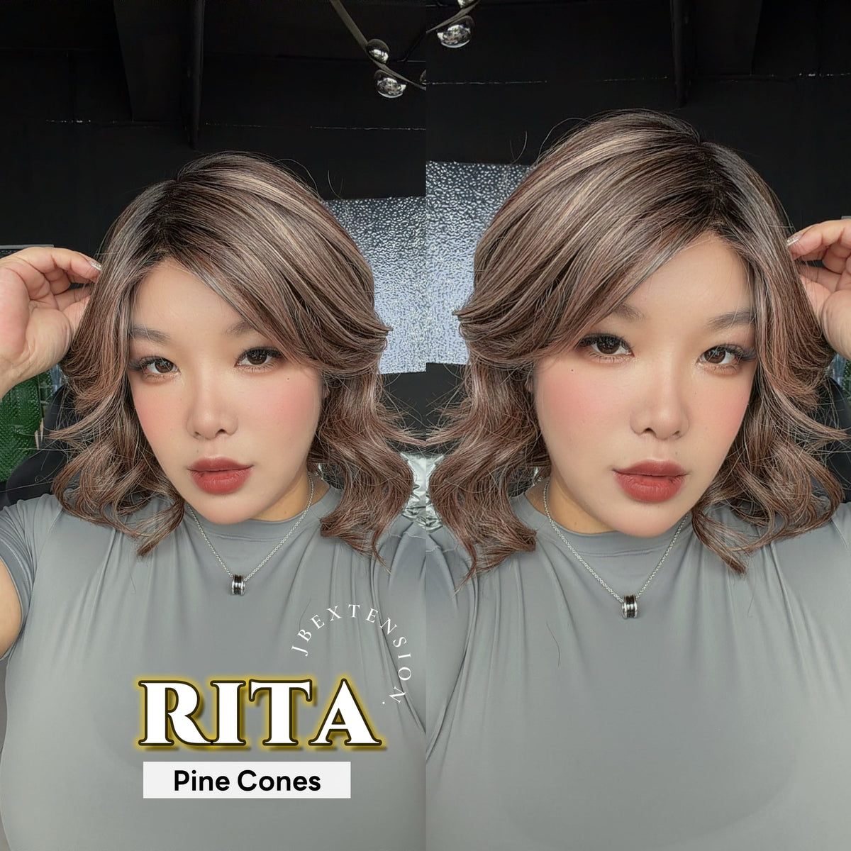 JBEXTENSION RITA MONO Monofilament Handmade Wig 6X5 Full Monofilament Hand Tied Top Wig 14 Inches Curly Pine Cones Mono Lace Wig with Anti-slip Silicone Strips Glueless Wig RITA MONO - PINE CONES【BENDY EAR TABS】