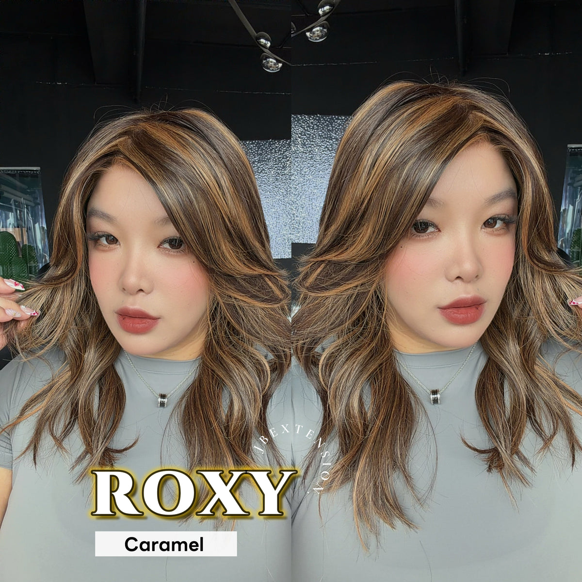JBEXTENSION ROXY MONO Full Monofilament Handmade Full Lace Full Hand Tied Wig 19 Inches Caramel Mono Lace Handmade Futura Fiber Wig with Anti-slip Silicone Strips Glueless Wig ROXY MONO - CARAMEL【BENDY EAR TABS】