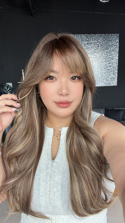 JBEXTENSION 24 Inches Curly Hazelnut Wig with Bangs ROSITA HAZELNUT