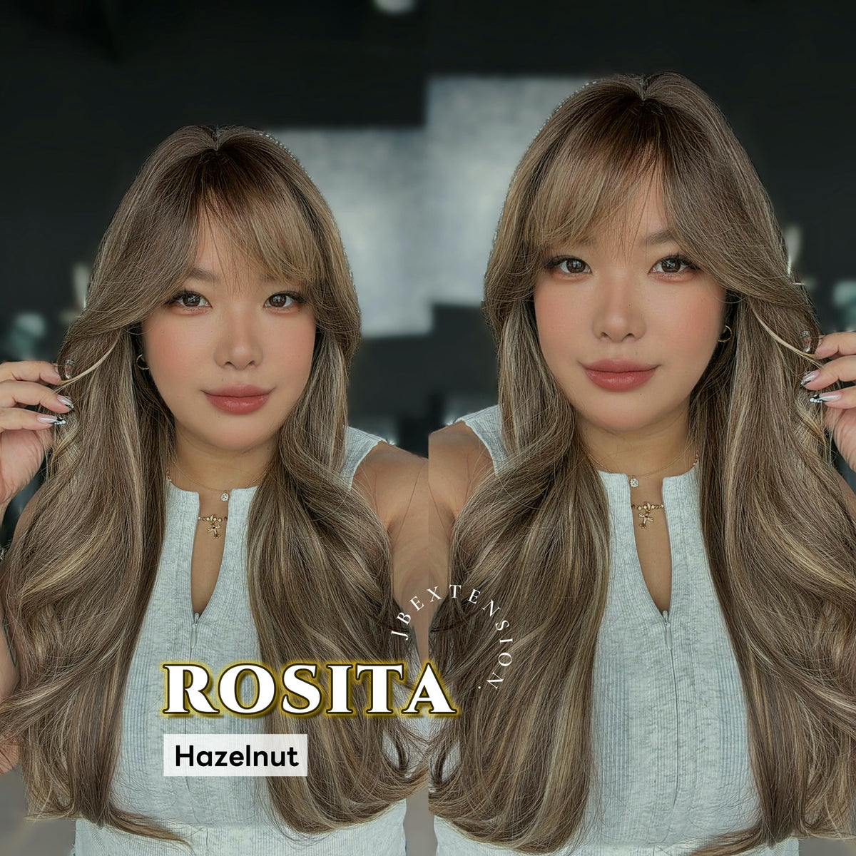 JBEXTENSION 24 Inches Curly Hazelnut Wig with Bangs ROSITA HAZELNUT