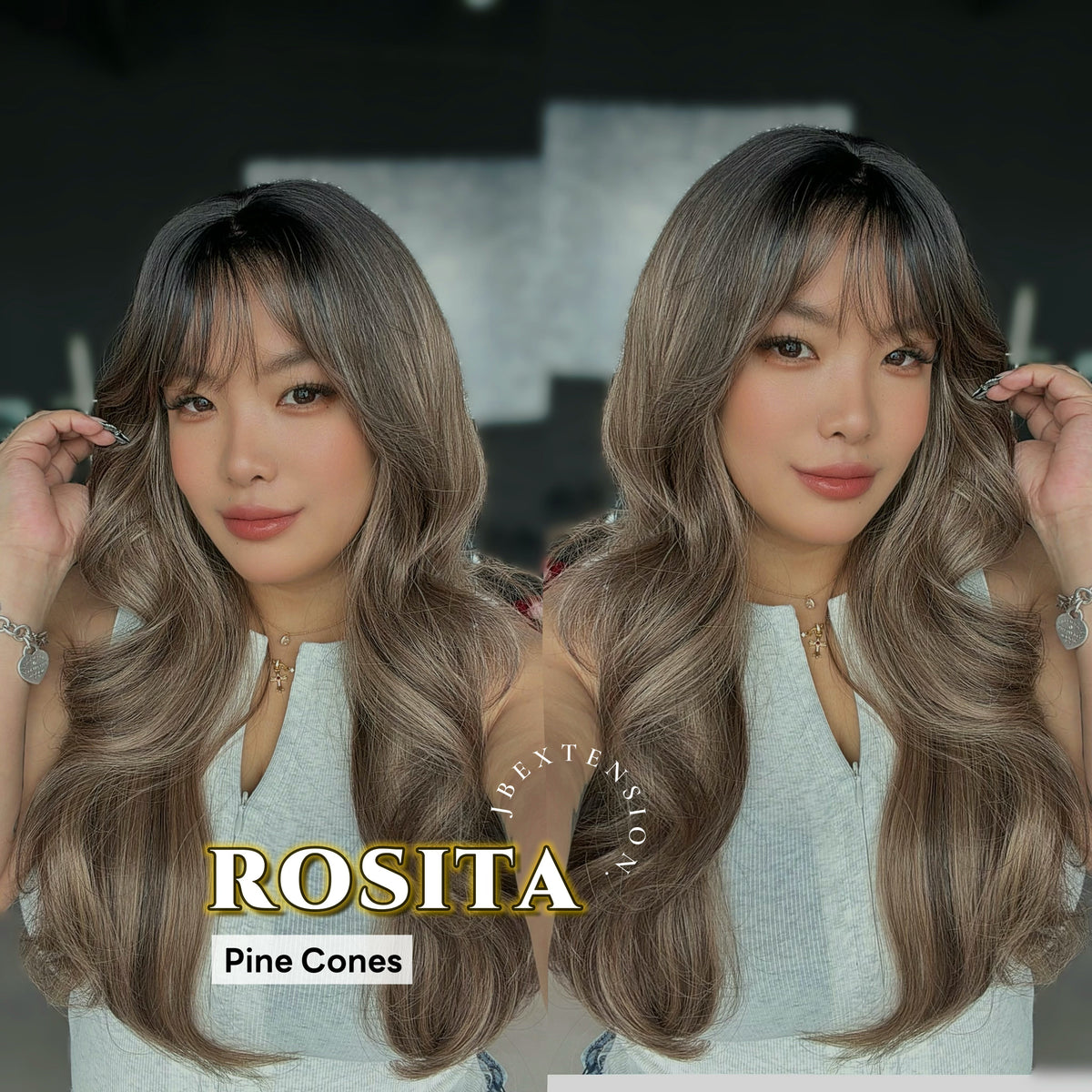 JBEXTENSION 24 Inches Curly Pine Cones Wig with Bangs ROSITA PINE CONES