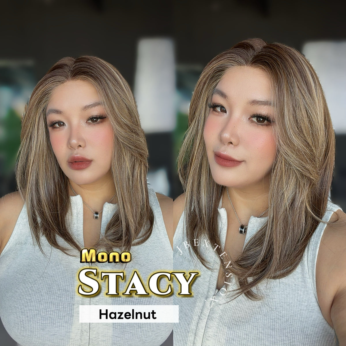 [PRE-ORDER] JBEXTENSION STACY MONO Monofilament Handmade Wig 6X5 Full Monofilament Hand Tied Top Wig 18 Inches Hazelnut Mono Lace Wig with Anti-slip Silicone Strips Glueless Wig STACY MONO - HAZELNUT【BENDY EAR TABS】