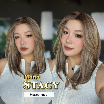 [PRE-ORDER] JBEXTENSION STACY MONO Monofilament Handmade Wig 6X5 Full Monofilament Hand Tied Top Wig 18 Inches Hazelnut Mono Lace Wig with Anti-slip Silicone Strips Glueless Wig STACY MONO - HAZELNUT【BENDY EAR TABS】