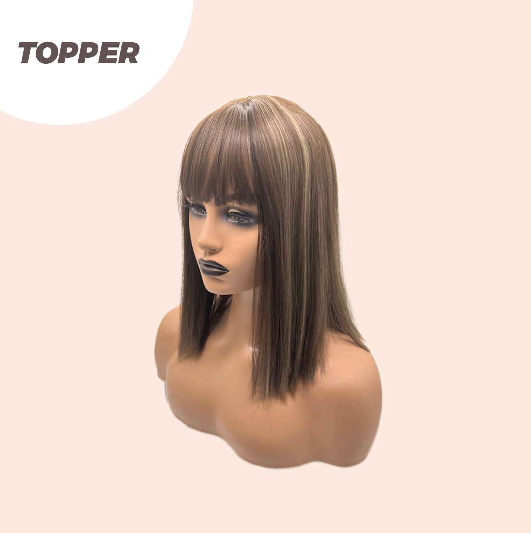 JBEXTENSION Clip in Topper Hair Piece Hair with Bangs for Women Clip in Top Crown Hair Clip on Toupee Hairpiece for Slight Hair Loss/Thinning Hair 14 Inch