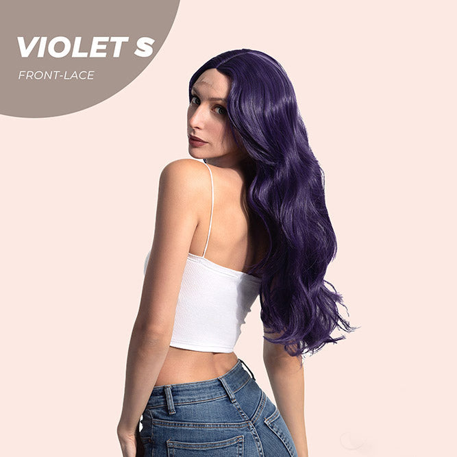 [FINAL SALE] JBEXTENSION 26 Inches Dark Purple Color Long Curly Frontlace Glueless Wig VIOLET S