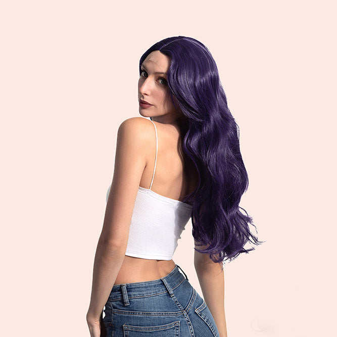 [FINAL SALE] JBEXTENSION 26 Inches Dark Purple Color Long Curly Frontlace Glueless Wig VIOLET S