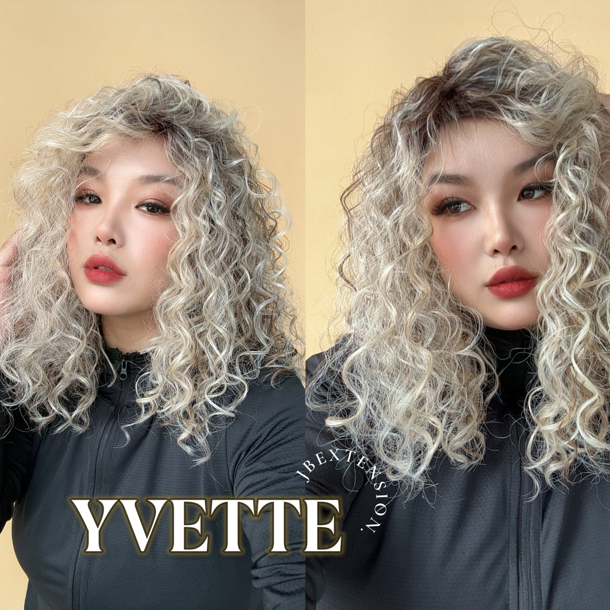 [FINAL SALE] JBEXTENSION 14 Inches Extra Curly Blonde with Brown Highlight Wig Women Fashion Full Machine Wig YVETTE【PLUS PERMATEASE】【BENDY EAR TABS】