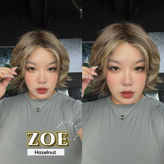 JBEXTENSION ZOE MONO Monofilament Handmade Wig 6X5 Full Monofilament Hand Tied Top Wig 11 Inches Hazelnut Mono Lace Wig with Anti-slip Silicone Strips Glueless Wig ZOE MONO - HAZELNUT【BENDY EAR TABS】