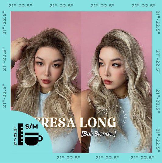 JBEXTENSION 22 Inches Long Bali Blonde Pre-Cut Snowflake Lace Frontlace Glueless Wig TERESA LONG BALI BLONDE【PERMATEASE】【BENDY EAR TABS】- S/M