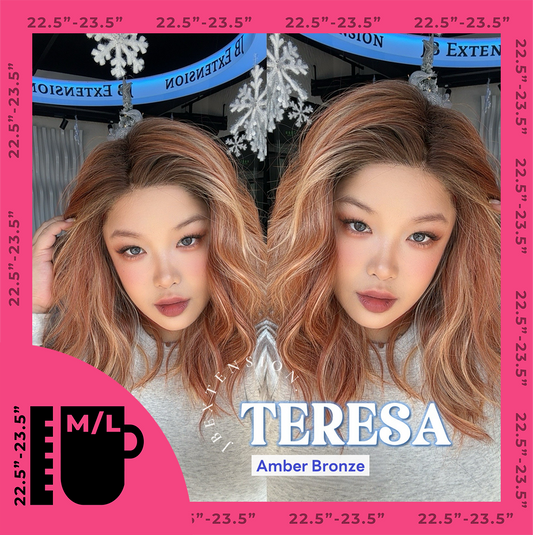 JBEXTENSION 18 Inches Amber Bronze Pre-Cut Snowflake Lace Frontlace Glueless Wig TERESA AMBER BRONZE【PERMATEASE】【BENDY EAR TABS】- M/L