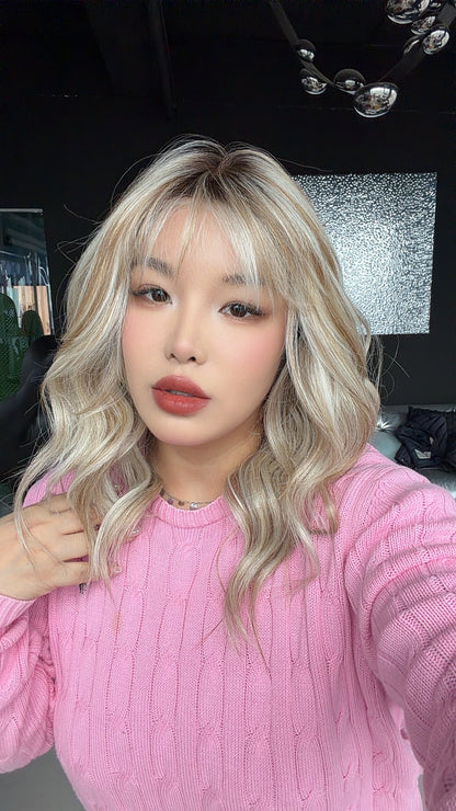 JBEXTENSION CAMILLA MONO Monofilament Handmade Wig 6X5 Full Monofilament Hand Tied Top Wig 20 Inches Mix Blonde Mono Lace Wig With Anti-slip Silicone Strips Glueless Wig CAMILLA MONO MIX BLONDE【BENDY EAR TABS】