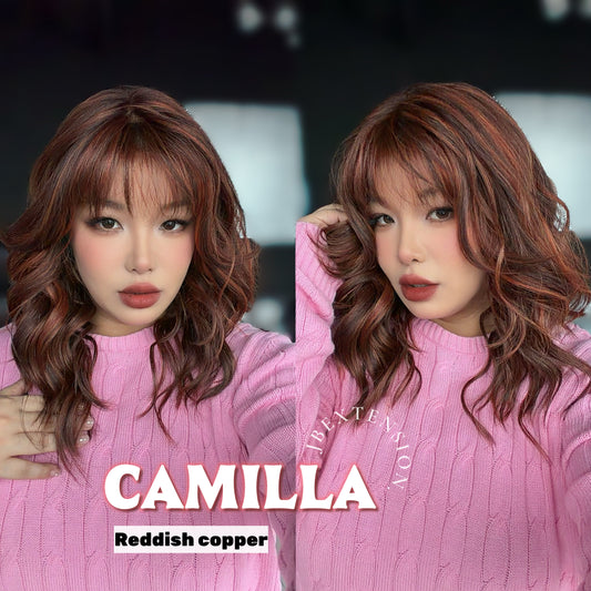 JBEXTENSION CAMILLA MONO Monofilament Handmade Wig 6X5 Full Monofilament Hand Tied Top Wig 20 Inches Reddish Copper Mono Lace Wig With Anti-slip Silicone Strips Glueless Wig CAMILLA MONO REDDISH COPPER【BENDY EAR TABS】