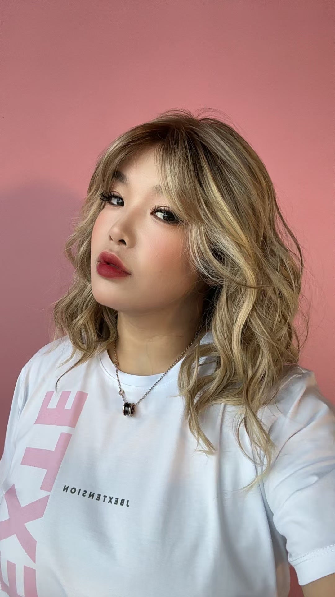 JBEXTENSION 14 Inches Curly Mix Blonde Wig with Bangs Pre-Cut Arc Snowflake Lace Frontlace Glueless Wig GLORIA MIX BLONDE【BENDY EAR TABS】