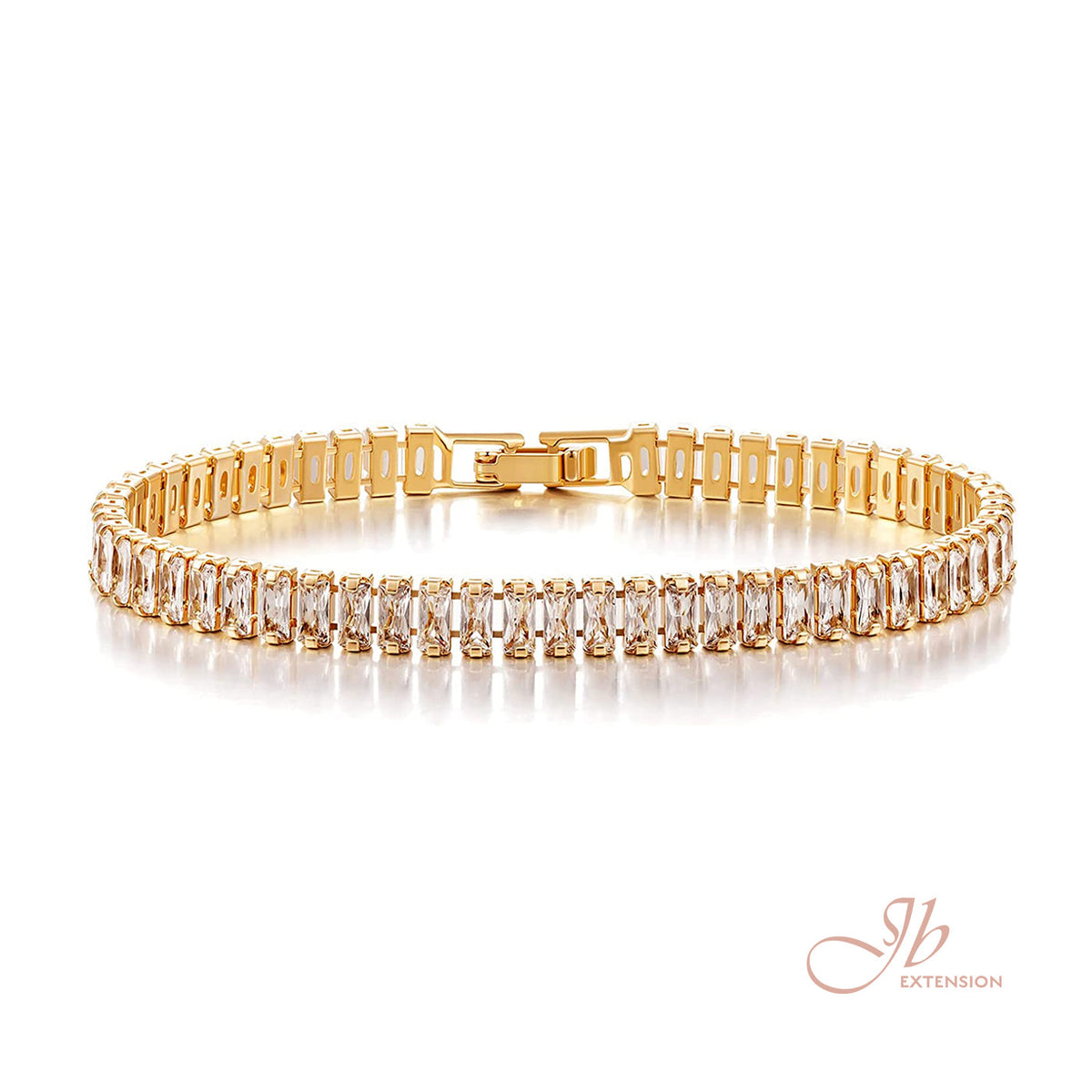 JBSELECTION stainless steel 14K Gold Plated 5mm Cubic Zirconia Classic Tennis Bracelet | Gold Bracelets for Women