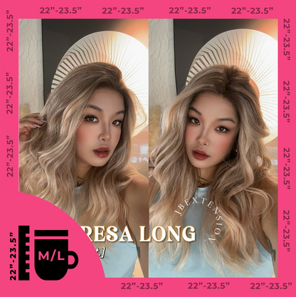 JBEXTENSION 22 Inches Long Apricot Pre-Cut Snowflake Lace Frontlace Glueless Wig TERESA LONG APRICOT【PERMATEASE】【BENDY EAR TABS】- M/L