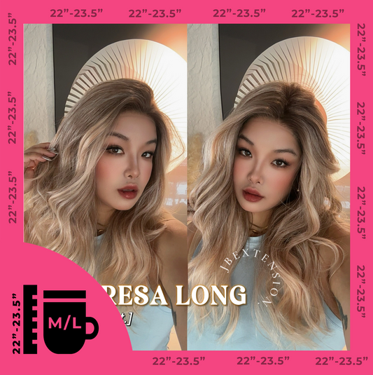 JBEXTENSION 22 Inches Long Apricot Pre-Cut Snowflake Lace Frontlace Glueless Wig TERESA LONG APRICOT【PERMATEASE】【BENDY EAR TABS】- M/L