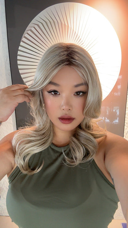 [FINAL SALE] JBEXTENSION 18 Inches Blonde Women Fashion Full Machine Wig LINDA【PLUS PERMATEASE】【BENDY EAR TABS】