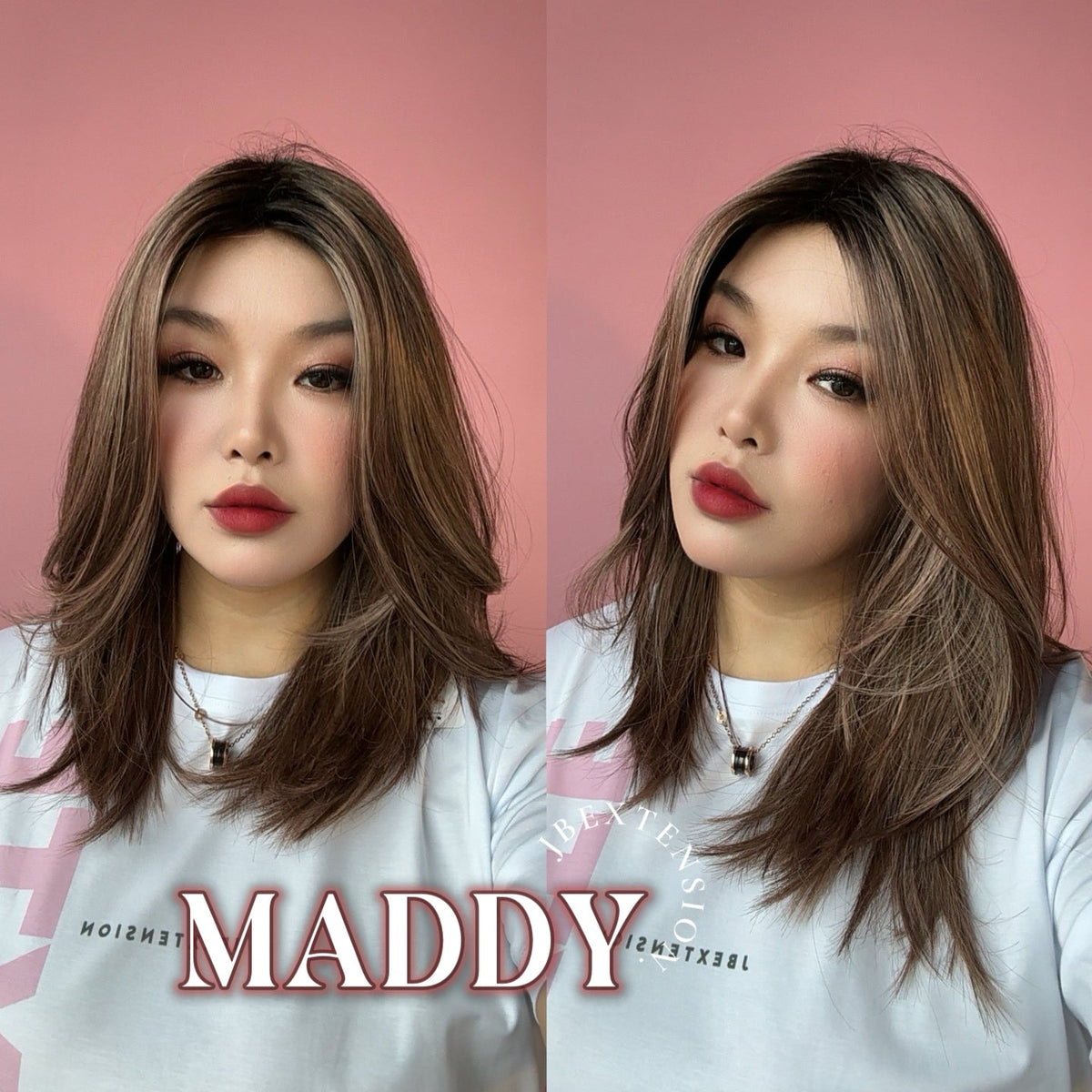 [FINAL SALE] JBEXTENSION 18 Inches Ash Brown Women Fashion Full Machine Wig MADDY【PLUS PERMATEASE】【BENDY EAR TABS】