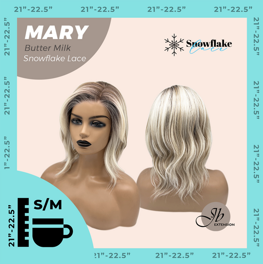 JBEXTENSION 14 Inches Butter Milk Pre-Cut Side Part Snowflake Lace Frontlace Glueless Wig MARY BUTTER MILK【BENDY EAR TABS】- S/M