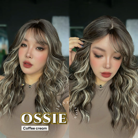 JBEXTENSION 22 Inches Scalpiana Long Wave Coffee Cream 3.5X4 Hard Silky Top Natural Scalp Effect Wig with Bangs OSSIE COFFEE CREAM