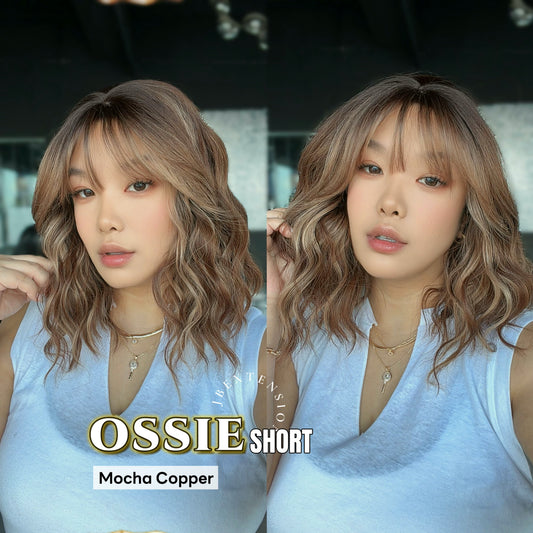 [PRE-ORDER] JBEXTENSION 14 Inches Scalpiana Wave Mocha Copper 3.5X4 Hard Silky Top Natural Scalp Effect Wig with Bangs OSSIE SHORT - MOCHA COPPER