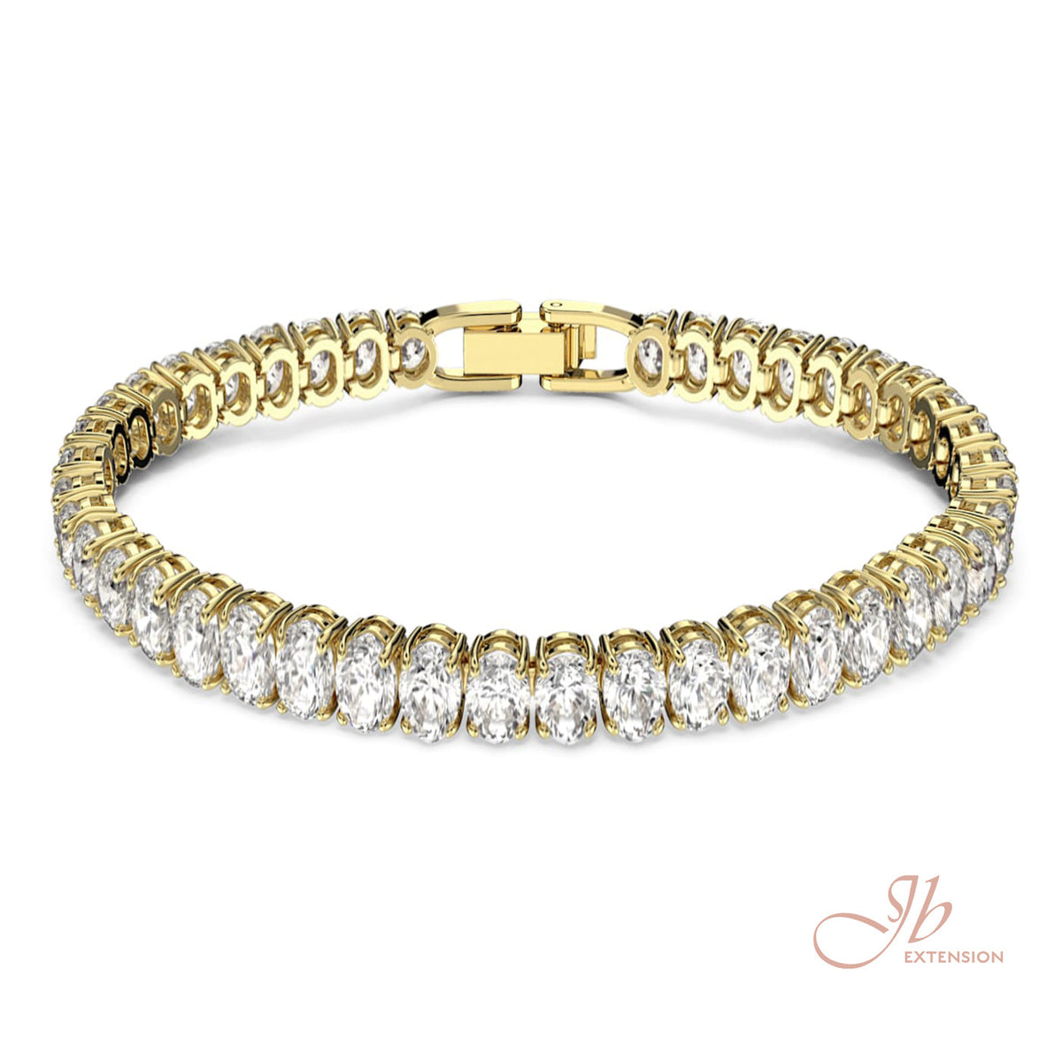 JBSELECTION stainless steel 14K Gold Plated Oval 4mm Cubic Zirconia Classic Tennis Bracelet | Gold Bracelets for Women