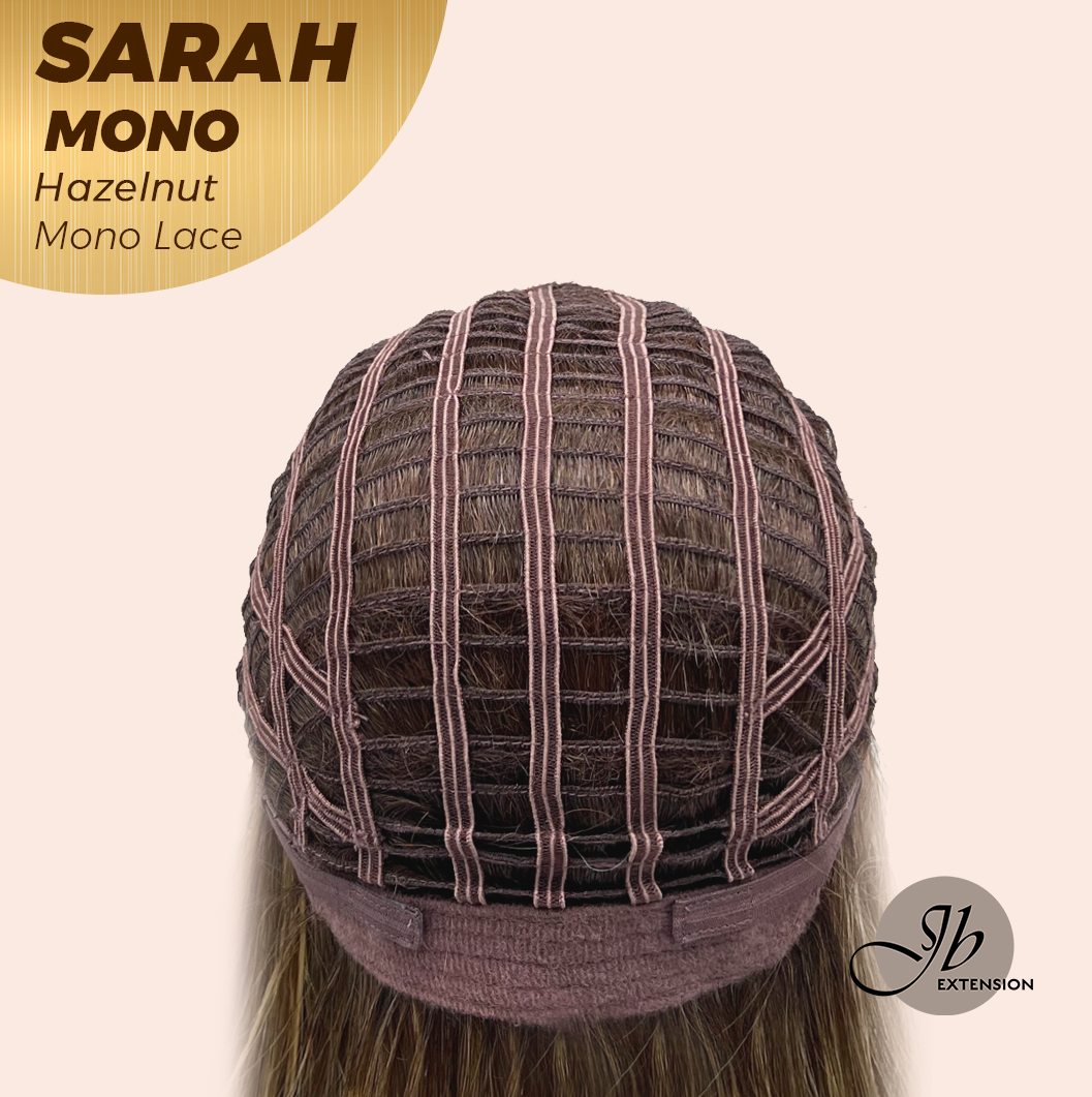 JBEXTENSION SARAH MONO Full Monofilament Wig 22 Inches Hazelnut Color Full Mono Lace Glueless With Anti-slip Silicone Strips Wig SARAH MONO HAZELNUT【BENDY EAR TABS】