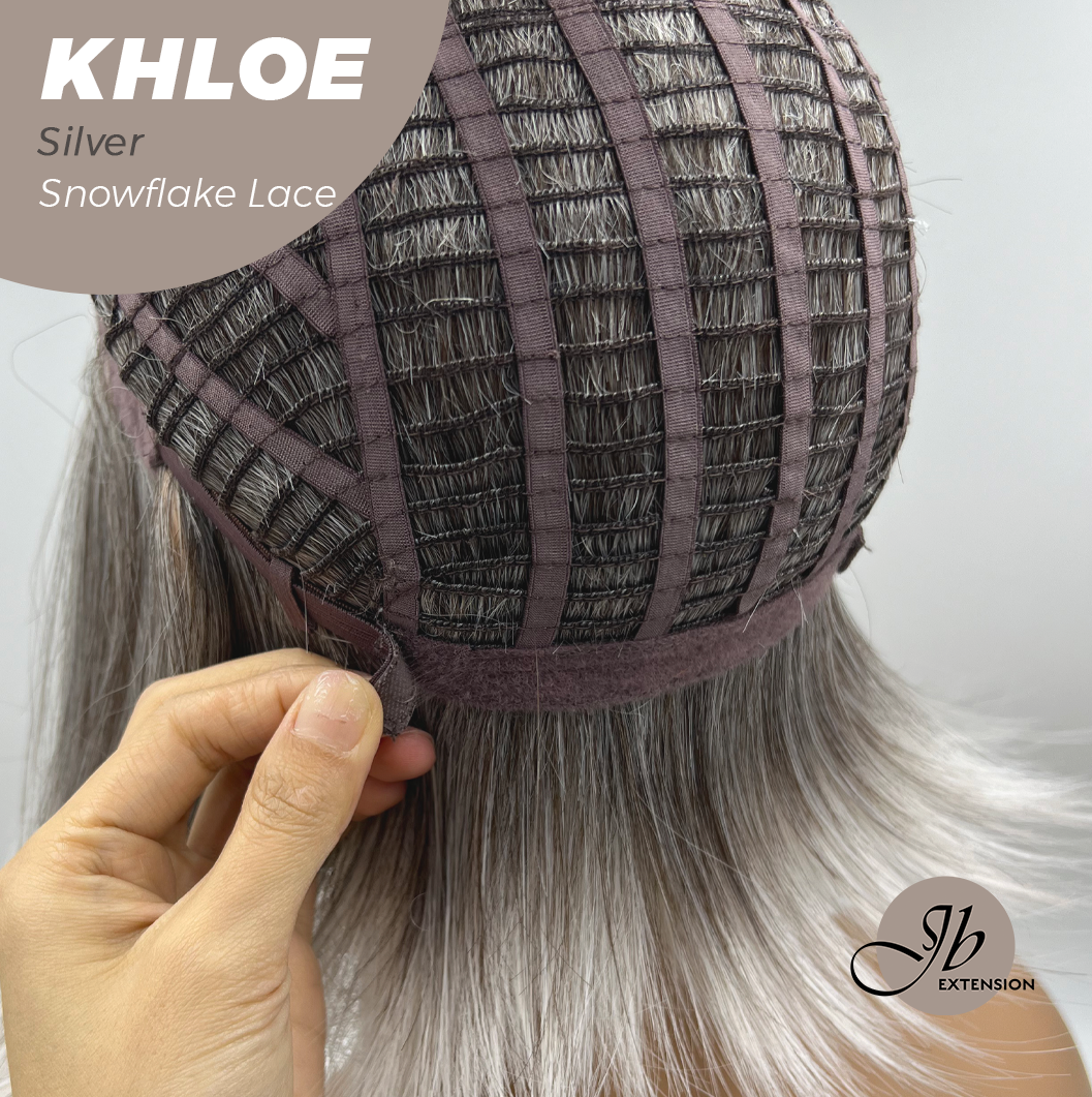 HOT OF SEASON -12 Inches Bob Cut Silver Pre-Cut Snowflake Lace Frontlace Glueless Wig KHLOE SILVER【PERMATEASE】【BENDY EAR TABS】- S/M