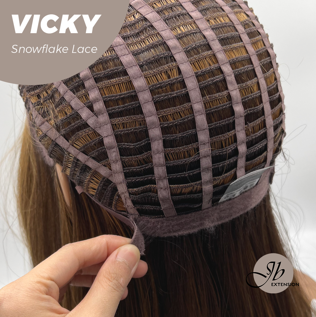 [FINAL SALE] JBEXTENSION 20 Inches Caramel Pre-Cut Snowflake Lace Frontlace Glueless Wig VICKY【PERMATEASE】【BENDY EAR TABS】- M/L
