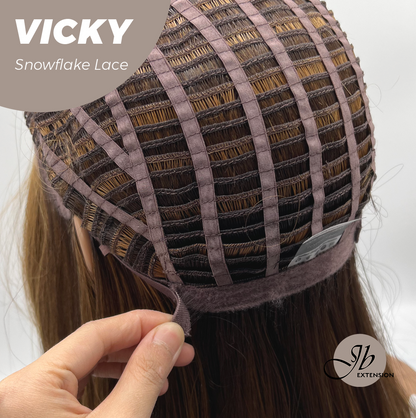 [FINAL SALE] JBEXTENSION 20 Inches Caramel Pre-Cut Snowflake Lace Frontlace Glueless Wig VICKY【PERMATEASE】【BENDY EAR TABS】- M/L