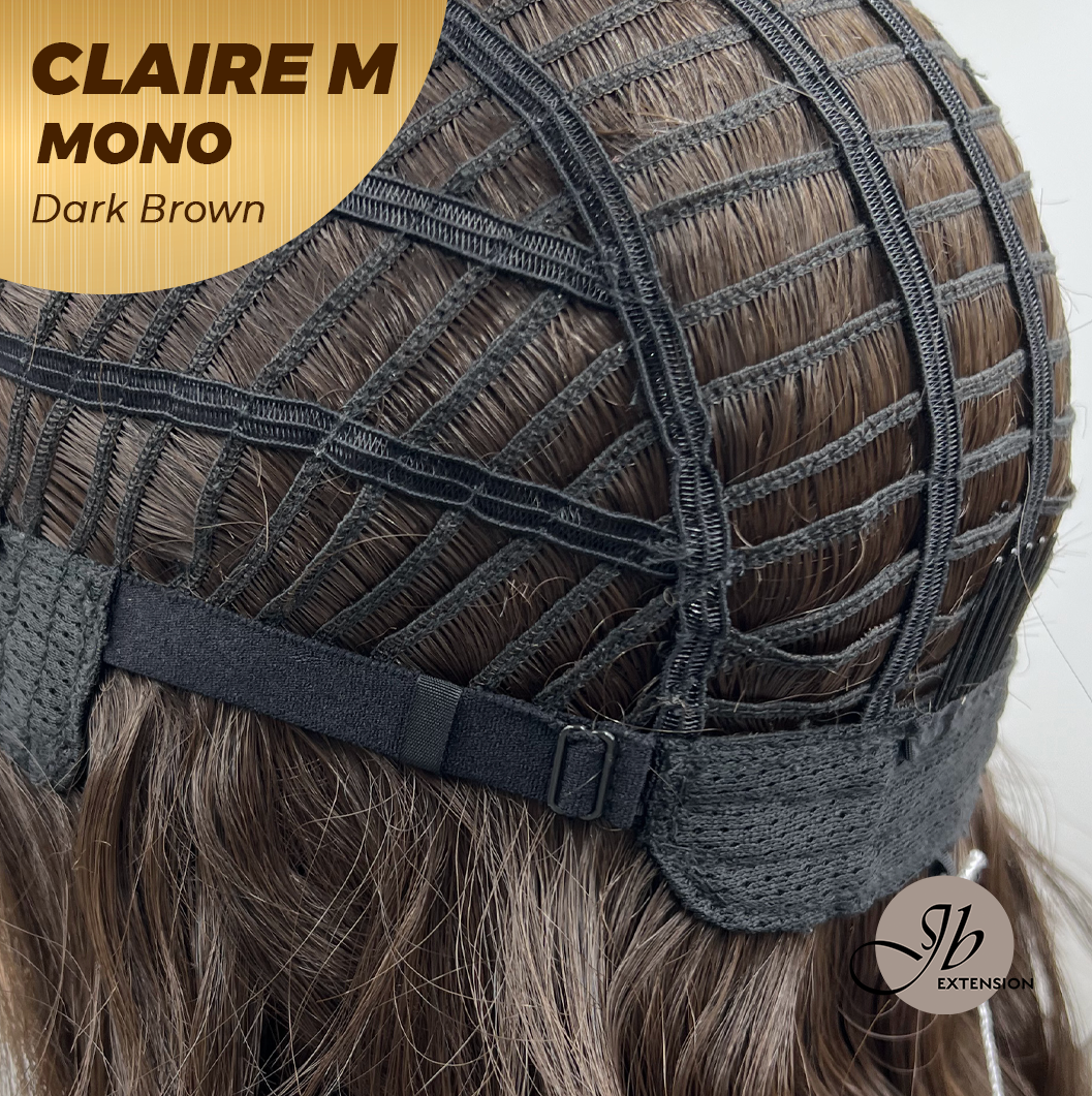 HOT OF SEASON - CLAIRE MONO DARK BROWN Partial Monofilament Wig 22 Inches Dark Brown Partial Mono Lace Glueless Wig CLAIRE MONO DARK BROWN【BENDY EAR TABS】
