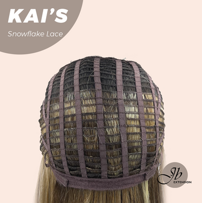 JBEXTENSION 18 Inches Mix Blonde Pre-Cut Snowflake Lace Frontlace Glueless Wig KAI'S【PERMATEASE】【BENDY EAR TABS】- M/L
