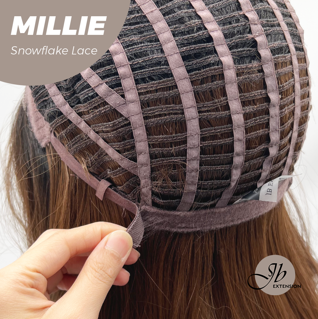 [FINAL SALE] JBEXTENSION 16 Inches Mocha Pre-Cut Snowflake Lace Frontlace Glueless Wig MILLIE SNOWFLAKE【PERMATEASE】【BENDY EAR TABS】- M/L