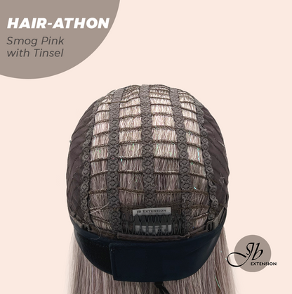 [FINAL SALE] JBEXTENSION 18 Inches Curly Smog Pink with Tinsel Headband Wig HAIR-ATHON - SMOG PINK WITH TINSEL