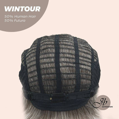 JBEXTENSION Pixie Cut Silver Half Real Human Hair Half Futura Fiber Fashion Women Wig WINTOUR
