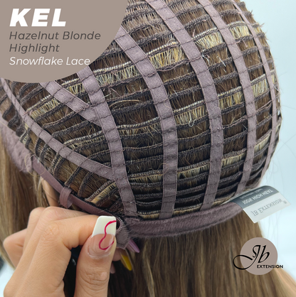 Get this Influencer Look with Hazelnut Blonde Highlight Pre-Cut Snowflake Lace Wig KEL HAZELNUT- S/M