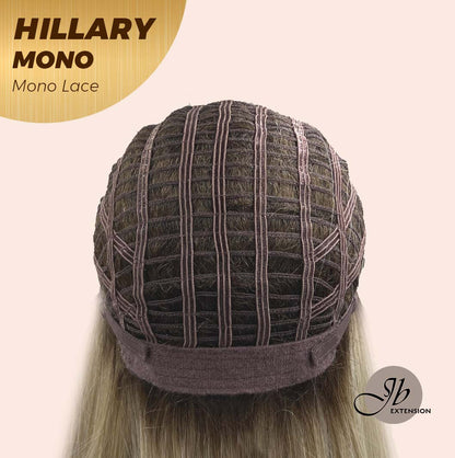 JBEXTENSION HILLARY MONO Monofilament Handmade Wig 6X5 Full Monofilament Hand Tied Top Wig 16 Inches Blonde With Dark Root Straight Mono Lace Wig With Anti-slip Silicone Strips Glueless Wig Hillary Mono【BENDY EAR TABS】