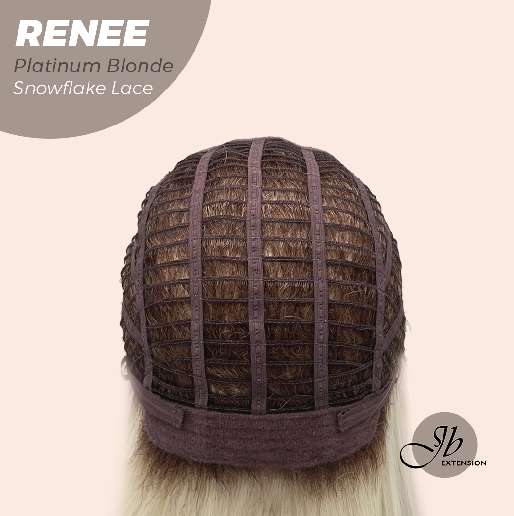 [FINAL SALE] JBEXTENSION 21 Inches Platinum Blonde Pre-Cut Arc Snowflake Lace Frontlace Glueless Wig RENEE PLATINUM BLONDE【BENDY EAR TABS】