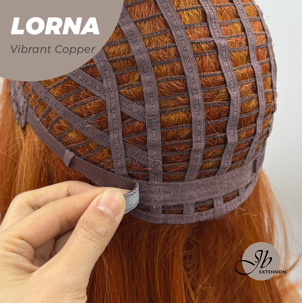 [FINAL SALE] HOT OF SEASON - 18 Inches Vibrant Copper Curly Women Fashion Full Machine Wig With Bangs LORNA VIBRANT COPPER【PLUS PERMATEASE】【BENDY EAR TABS】