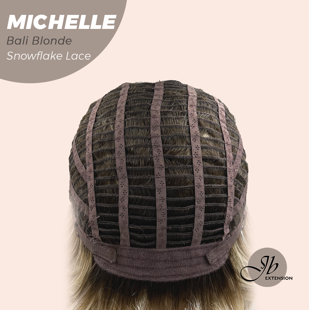 JBEXTENSION 10 Inches Bali Blonde Pre-Cut Side Part Snowflake Lace Frontlace Glueless Wig MICHELLE BALI BLONDE【BENDY EAR TABS】- M/L