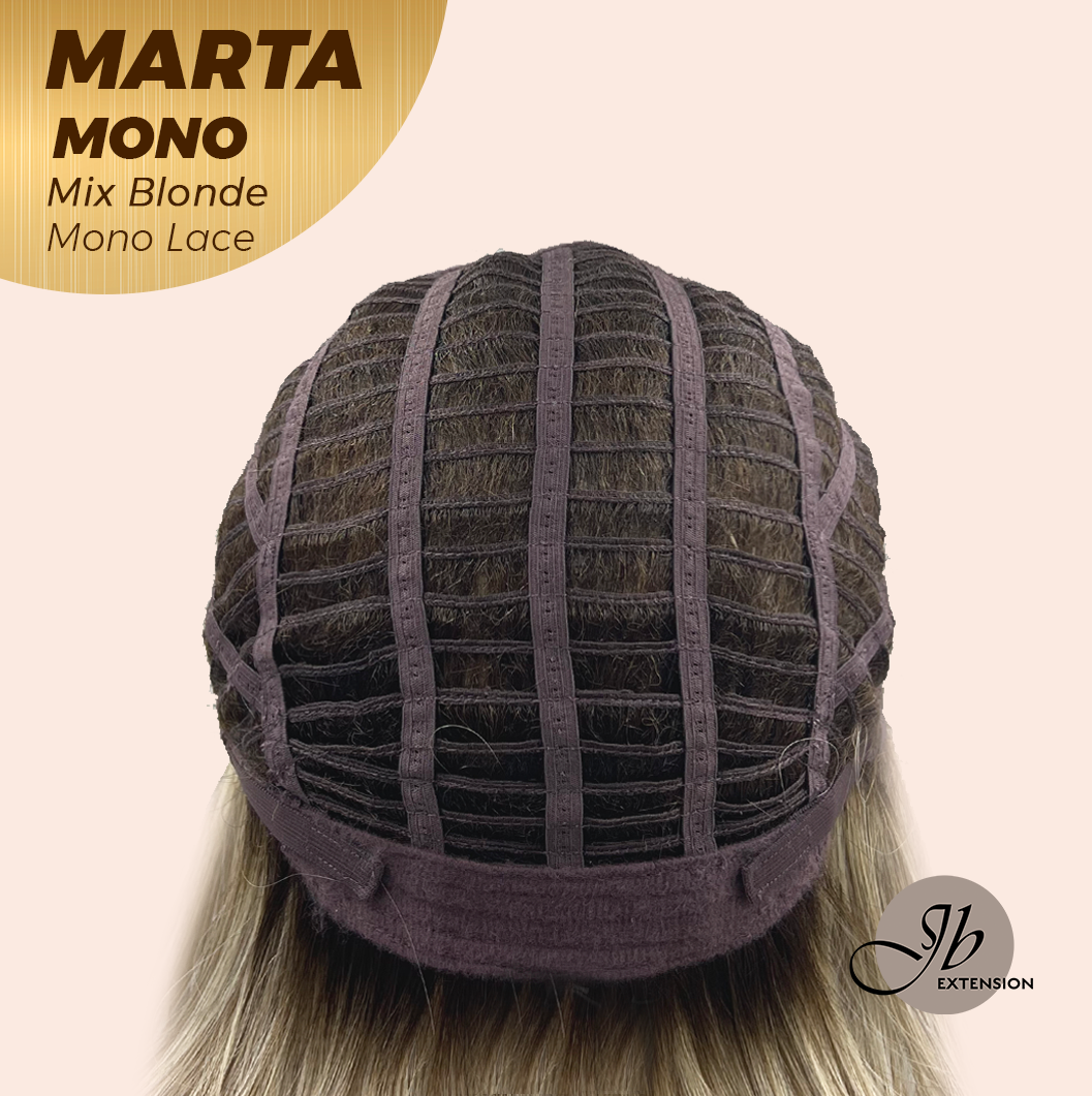 [FINAL SALE] JBEXTENSION MARTA MONO MIX BLONDE Monofilament Handmade Wig 6X5 Full Monofilament Hand Tied Top Wig 10 Inches Mix Blonde Mono Lace Handmade Futura Fiber Wig With Anti-slip Silicone Strips Glueless Wig MARTA MONO MIX BLONDE【BENDY EAR TABS】