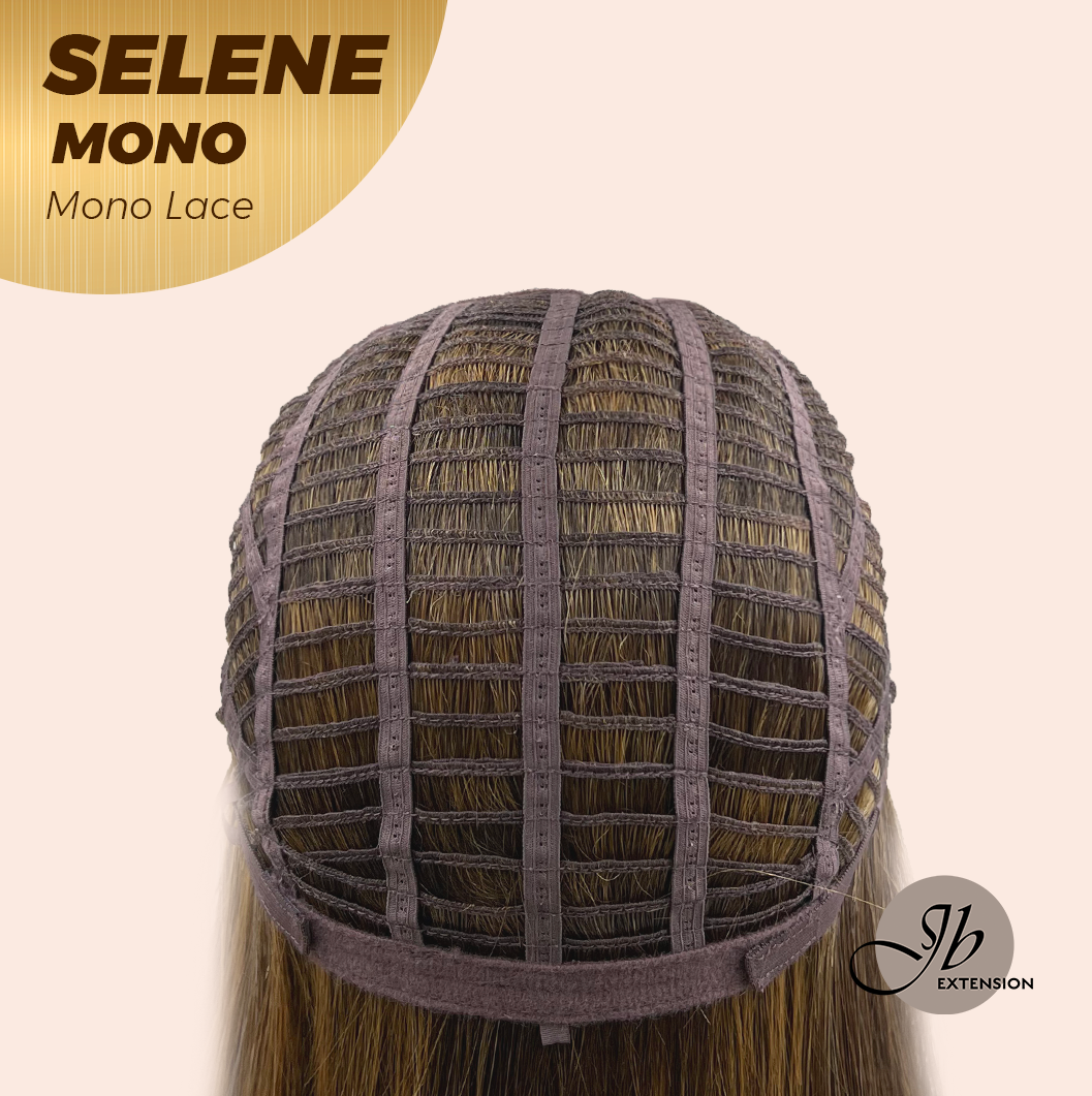 JBEXTENSION SELENE MONO Monofilament Handmade Wig 6X5 Full Monofilament Hand Tied Top Wig 25 Inches Caramel Mono Lace Wig With Anti-slip Silicone Strips Glueless Wig SELENE MONO- CARAMEL【BENDY EAR TABS】