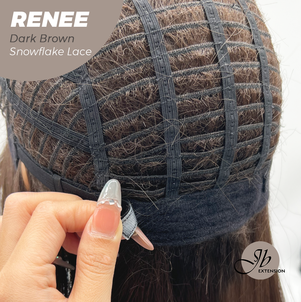 [FINAL SALE] JBEXTENSION 21 Inches Dark Brown Pre-Cut Arc Snowflake Lace Frontlace Glueless Wig RENEE DARK BROWN【BENDY EAR TABS】