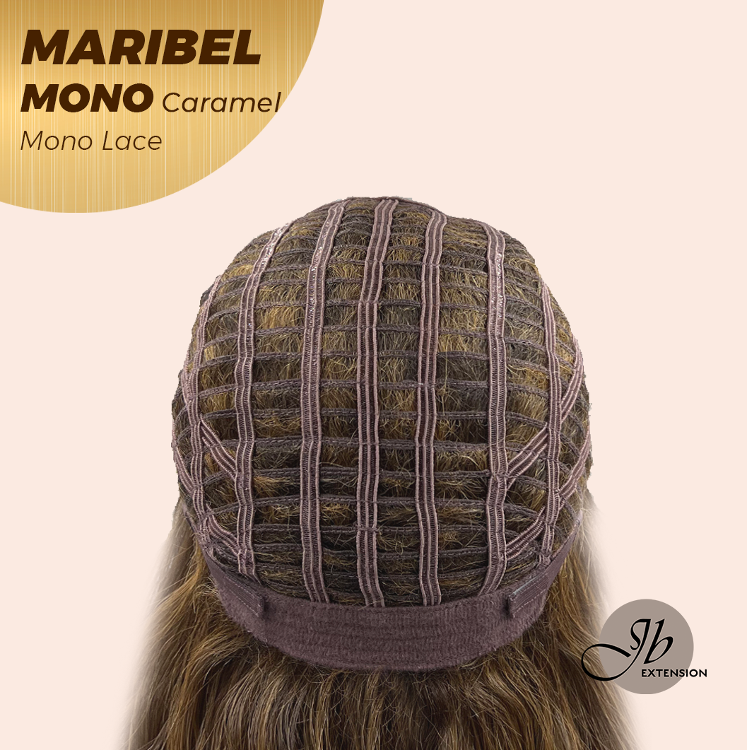 JBEXTENSION MARIBEL MONO Monofilament Handmade Wig 6X5 Full Monofilament Hand Tied Top Wig 16 Inches Caramel Wave Mono Lace Wig With Anti-slip Silicone Strips Glueless Wig MARIBEL MONO CARAMEL【BENDY EAR TABS】